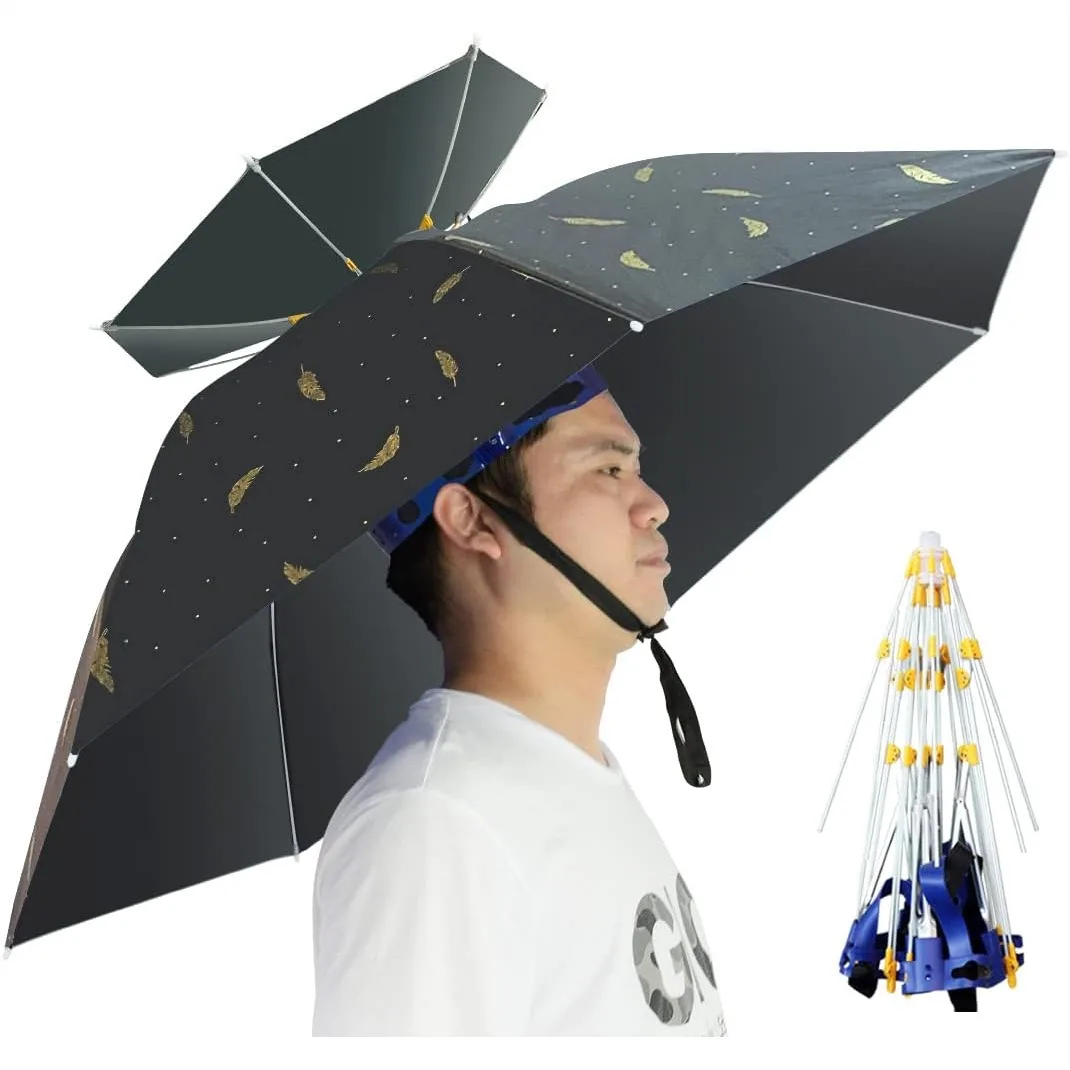 Golf Umbrella Large - Umbrella Hat Folding Adjustable Sun Rain